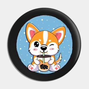 Corgi Boba Tea Bubble Pin