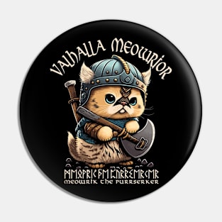 Nordic Norse Valhalla Viking Cat Warrior Pin