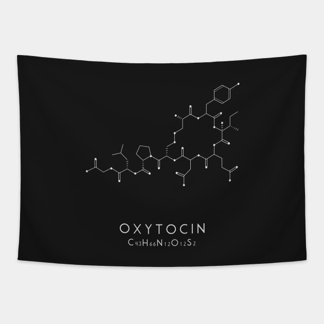 Oxytocin Molecular Structure - Black Tapestry by typelab