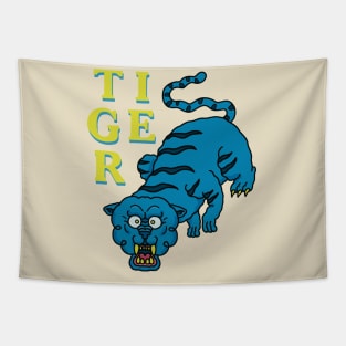 Japanese Tattoo style blue Tiger Tapestry