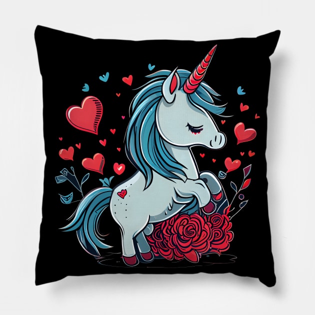 Valentines Unicorn Love Pillow by pako-valor