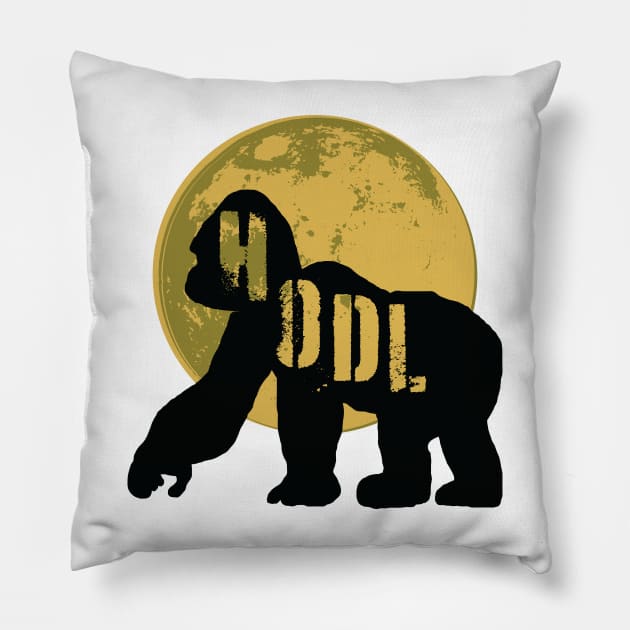 HODL Ape Gold Moon Pillow by PelagiosCorner