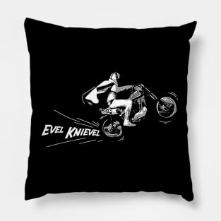 Evel Knievel vintage blackand white Pillow