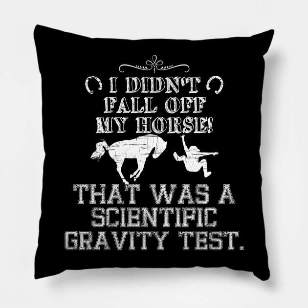 Funny Horse Rider Fall Gravity Science Pillow by FancyTeeDesigns