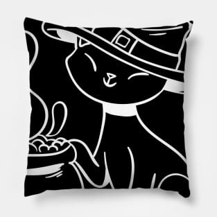 A cat witch brews a potion Pillow