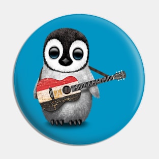 Baby Penguin Playing Egyptian Flag Guitar Pin