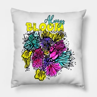 Always Bloom Watercolor Line Art Floral Drawing Pillow