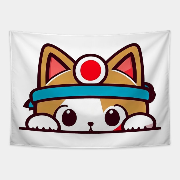 Sneaky japanese cat so cutest Tapestry by Deartexclusive