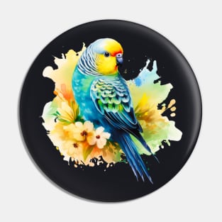 Watercolor Green Parakeet Pin