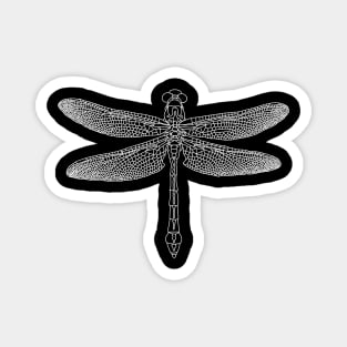 White dragonfly lineart Magnet