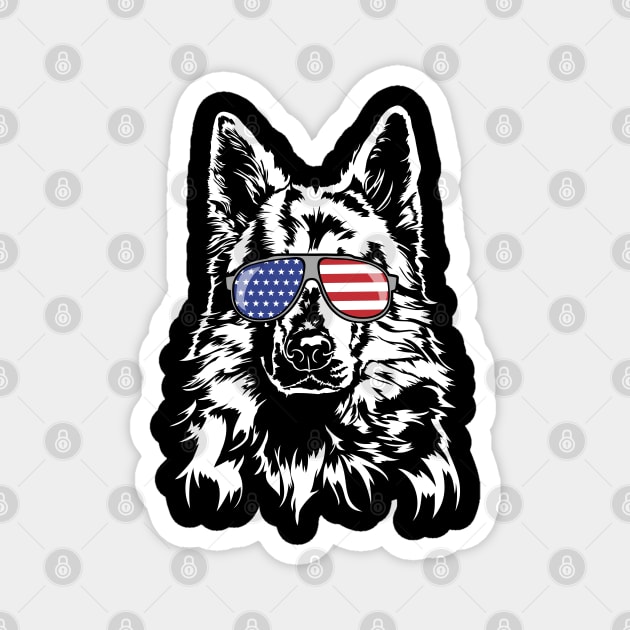 White Swiss Shepherd Dog American Flag sunglasses patriotic dog Magnet by wilsigns