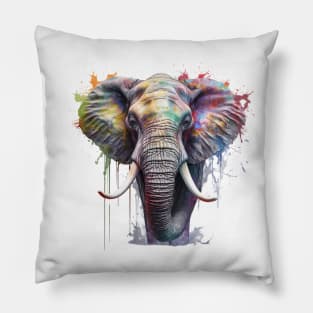 Elephant Splash Art: Majestic Fantasy Visualization #4 Pillow