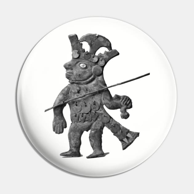 Peru Warrior Deity Pre Columbian Art Pin by ppandadesign