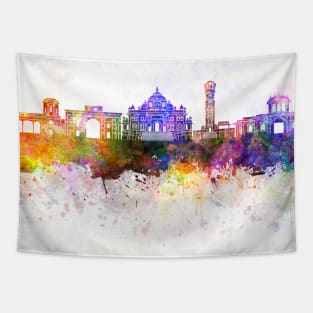 Ahmedabad skyline in watercolor background Tapestry