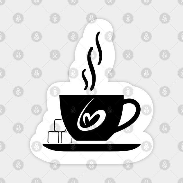 Funny coffee cup, coffee lovers gift, coffee gift, coffee cozy, birthday, cafeteria’s stickers, fashion Design, restaurants and laptop stickers, lovely coffee cup with heart inside Magnet by PowerD