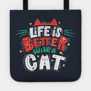 life is better with a cat doodle Tote