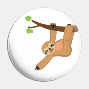 Cute Kawaii Sloth on a tree Kid Design Pin