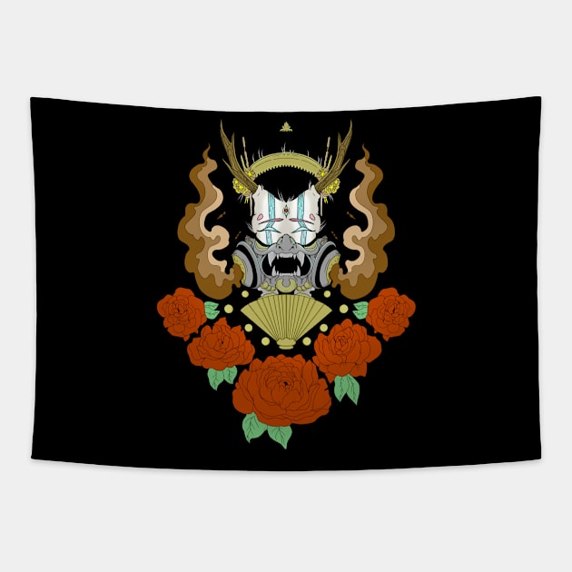 Oni Cyber Geisha Demon Japanese Tapestry by Redgy.Art