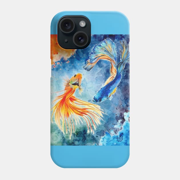 Watercolor Siamese Fighting Fish Phone Case by LittleLuxuriesDesigns