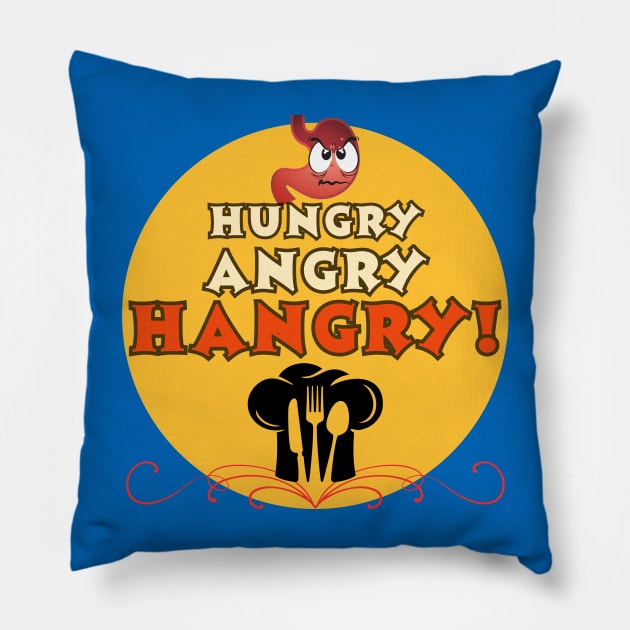 Funny Food dinner hungry angry hangry! Fritts Cartoons Pillow by Shean Fritts 