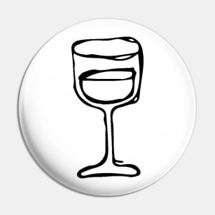 Wine Glass Doodle Black Pin