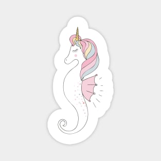 Pastel Rainbow Unicorn Seahorse with Stars, Pearls and Hearts Magnet