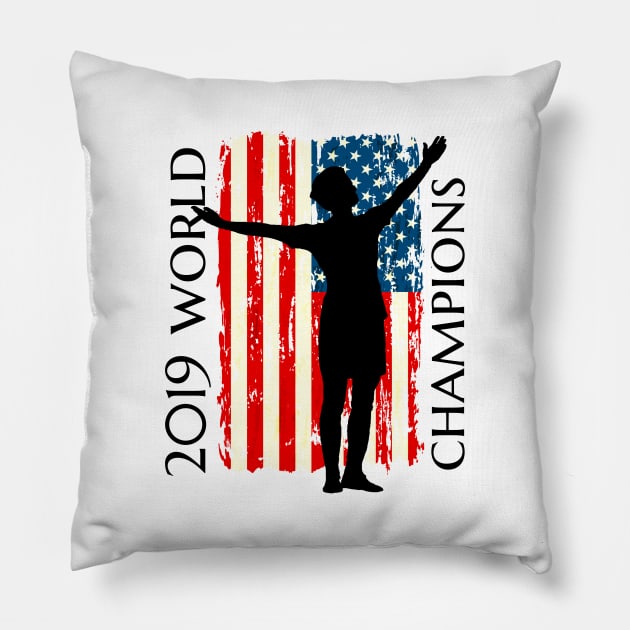 Women's Soccer World Champions Pillow by focodesigns