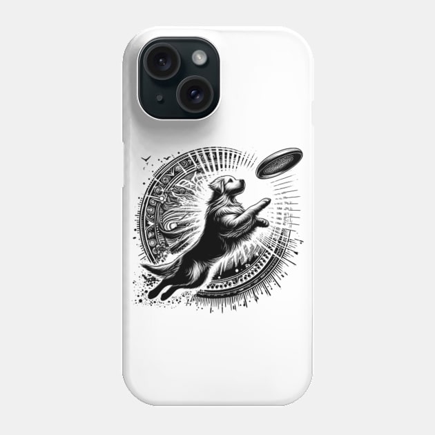 Golden retriever dog holding a flying saucer in the air Phone Case by StyleTops