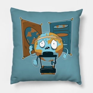 Run, Earth, Run: Flatten that Globe! Pillow