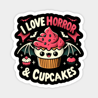 Creepy Cute I Love Horror - Goth Kawaii Cupcake Magnet