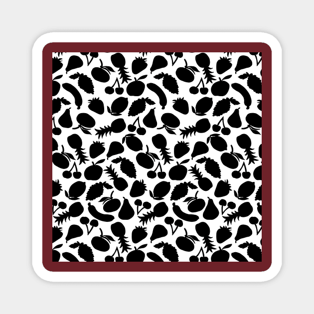 Fruit Salad- black on white Magnet by NickiPostsStuff