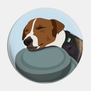 Tired rescue dog PATRON Pin