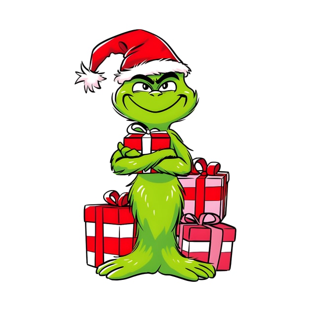 "Grinch Cartoon Full of Christmas Cheer" by ragil_studio