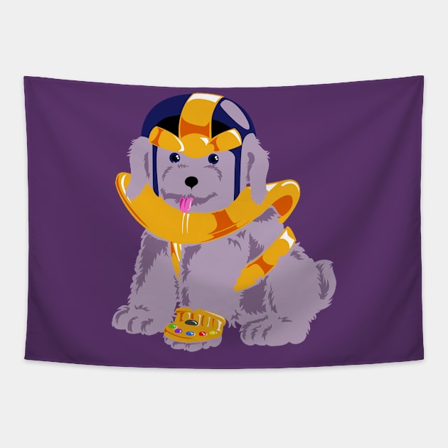 Bad puppy with infinity gauntlet Tapestry by BananaPrints