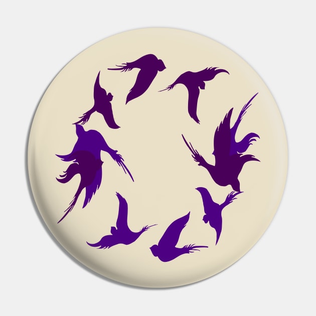 Swallows In Flight Stylized Silhouette Art Lilac Purple Pin by taiche