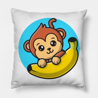 Cute Monkey Holding Banana Pillow