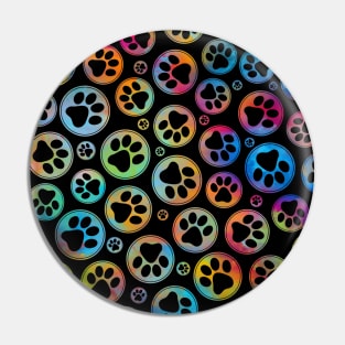 Colorful Paws in Circles Pattern Pin