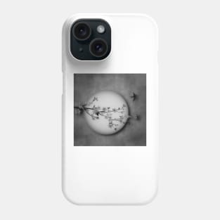 Cherry Blossom Moon In Black and White Phone Case