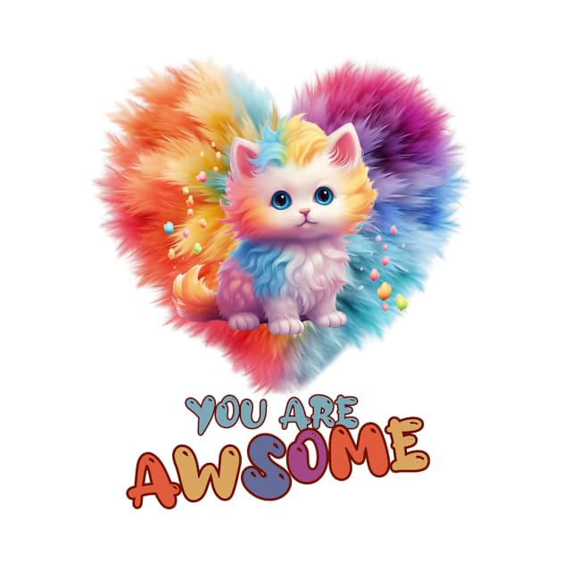 Fluffy: "You are awsome" collorful, cute, furry animals by HSH-Designing