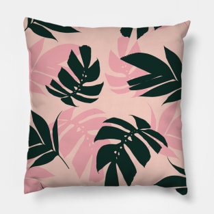 Tropical Leaves on Pink Pillow