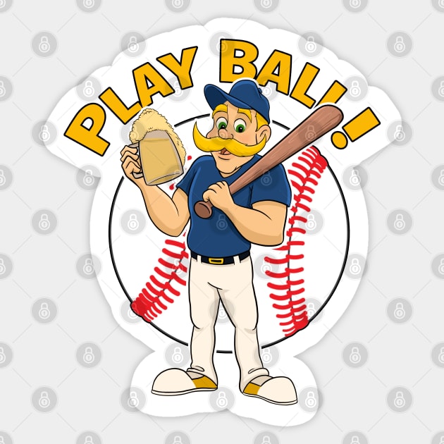 Play Ball! Brewers Baseball Mascot Bernie - Milwaukee Brewers - Sticker