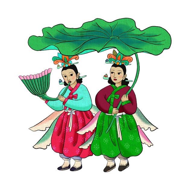 Minhwa: Taoist Fairy Sisters C-3 Type by koreanfolkpaint