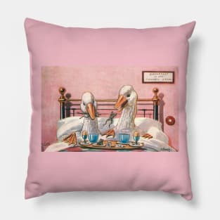 Romantic Duck Couple Enjoy a Frisky Breakfast Frog Pillow