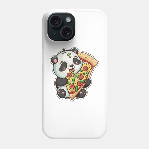 Cute Cartoon Panda Eating Pizza Funny Kawaii Phone Case by kiddo200