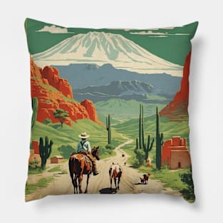 Tacambaro Michoacan Mexico Vintage Tourism Travel Retro Pillow