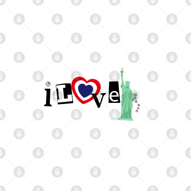 I Love NY Liberty USA By Abby Anime(c) by Abby Anime