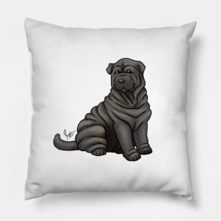 Dog - Chinese Shar-Pei - Black Pillow