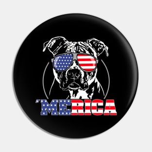 Proud Patriotic Merica Pitbull American Flag sunglasses Pin