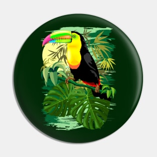 Toucan in Green Amazonia Rainforest Pin