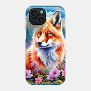 Red Fox with Flowers and Forests Phone Case